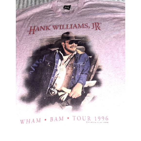Vintage Hank Williams Jr. Wham Bam Tour 1996 Shirt 2XL Single Stitch - Picture 2 of 5
